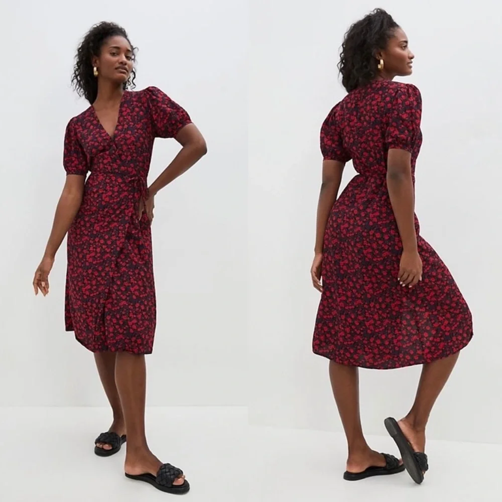 NWT Faithfull The Brand Sumaia Wrap Midi Dress Uma Floral Rayon Size XL US 10 - Picture 2 of 11